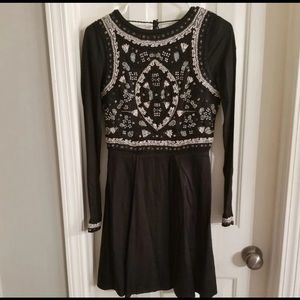 H&M Embroidered Beaded Backless Black Dress